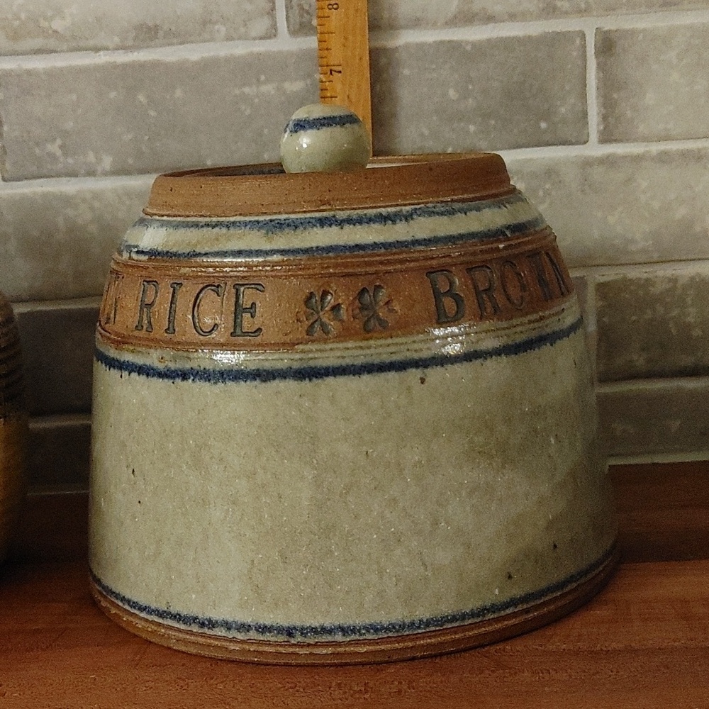 Artisan Ceramic Canister Gray, Mocca, & Blue - Picture 11 of 13